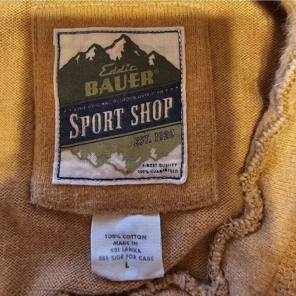Eddie Bauer long sleeve shirt men's large brown mustard Pre-owned - Picture 3 of 4